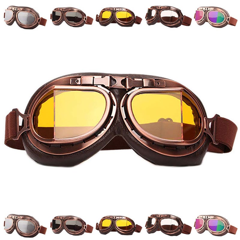Peicees Vintage Helmet Goggles Motorcycle Goggles Bike Motorcross Pilot Goggle - Image 1